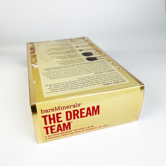 New BareMinerals "The Dream Team" 5 Pcs Makeup Face Eye Gold Brush Set - Picture 2 of 4